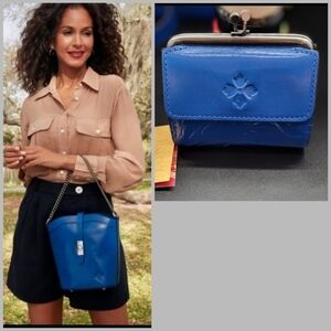 Patricia Nash Leather Blaire Top Handle Crossbody and Coordinating Tooled Wallet